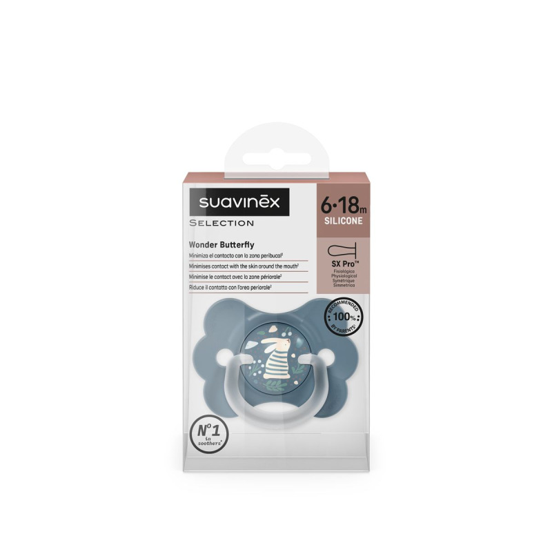 SUAVINEX | Cumlík SX PRO fyziologický BUTTERFLY WONDERLAND NEW 6/18m - modrý králik 4