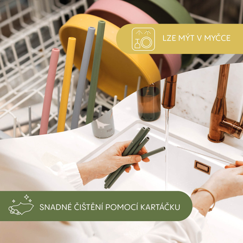 Silikonové brčko 4ks, Old Pink 2