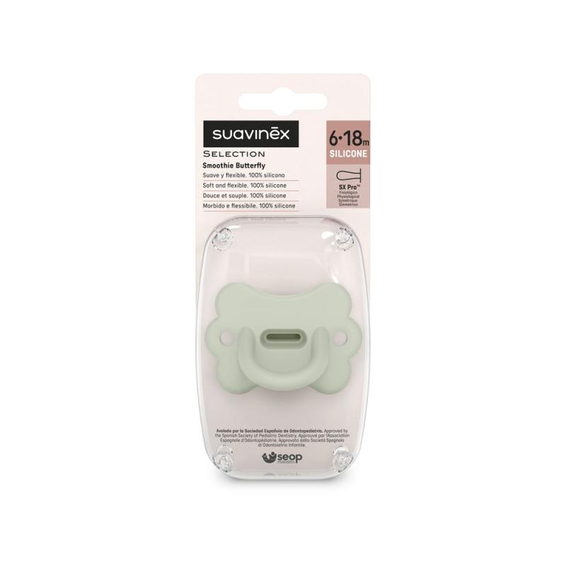 SUAVINEX | CUMLÍK fyziologický BUTTERFLY SILIKON 6-18m SX PRO - COLOUR ESSENCE - zelené 2