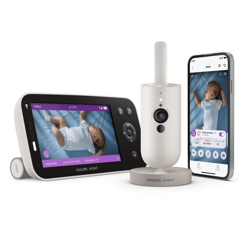 Philips AVENT Pestúnka detská chytrá Premium s prekladom plaču, sledovaním spánku a dýchania SCD971 5