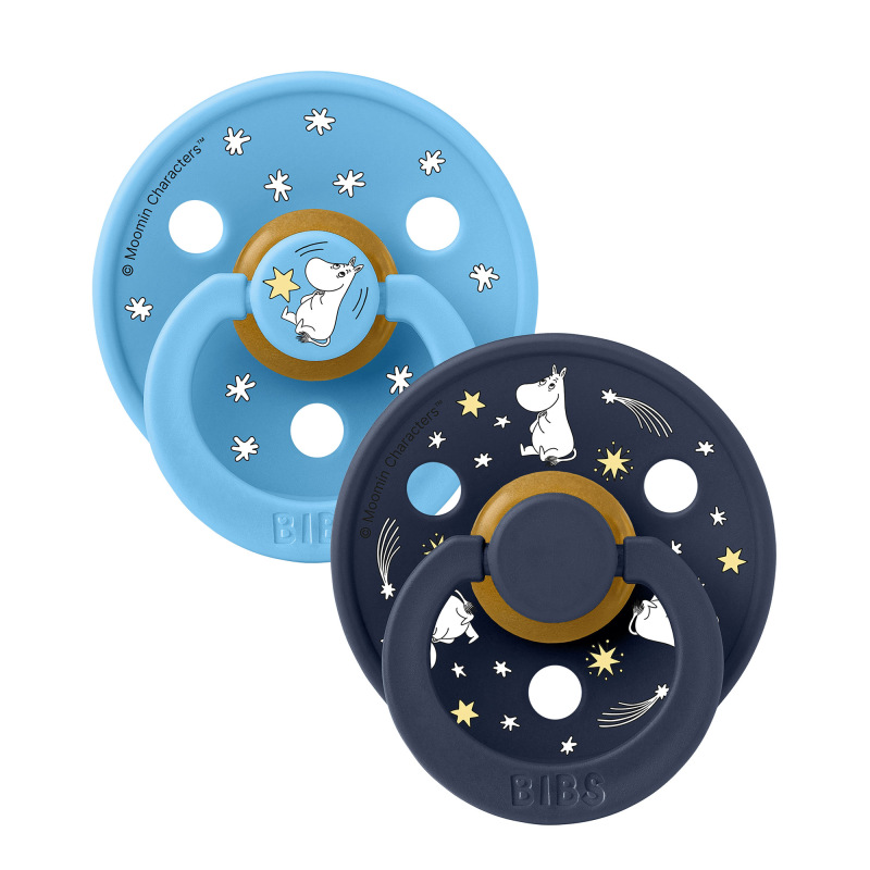 BIBS x Moomin Colour cumlíky z prírodného kaučuku 2ks, veľkosť 2 Good Night Breeze Mix