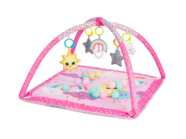 Hracia deka s hrazdou a loptičkami Pink Sky 2