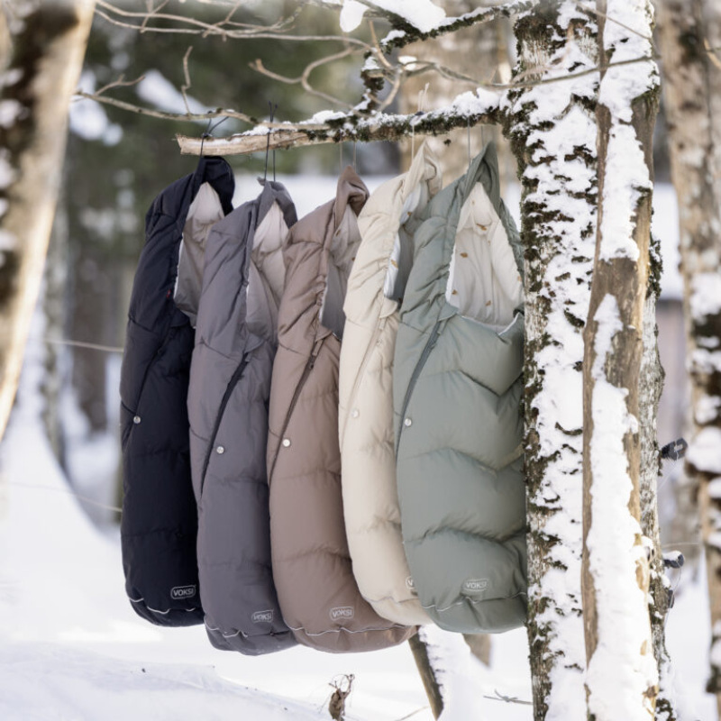 Teplý fusak Voksi Urban s perím a vlnou do kočíka, Walnut Wings 4