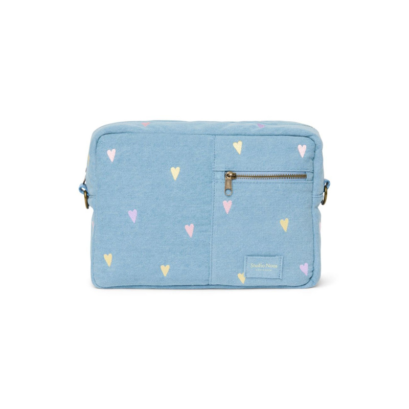STUDIO NOOS - Denim ORGANIZER na kočárek | Light Blue Hearts
