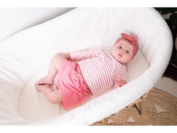 Košík na bábätko ratanový kovové nohy + matrac + poťah Jersey Ecru