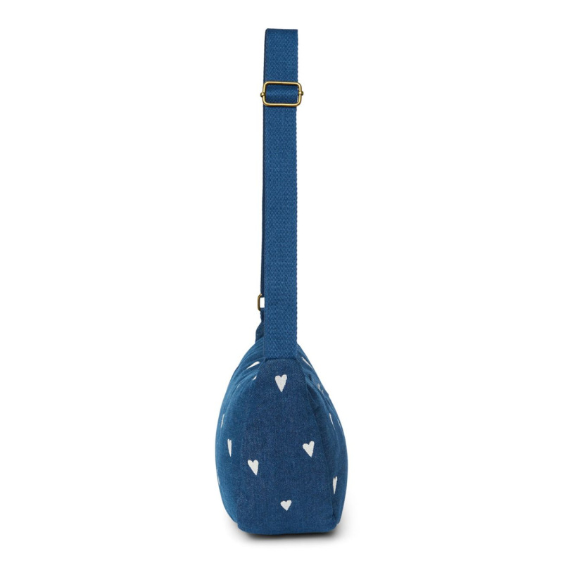 STUDIO NOOS - Denim Adult FANNY kabelka | Hearts Dark Blue White Hearts 2