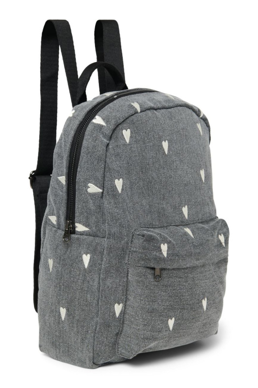 STUDIO NOOS - Denim Midi BACKPACK - batôžtek s predným vreckom | Grey Hearts 1