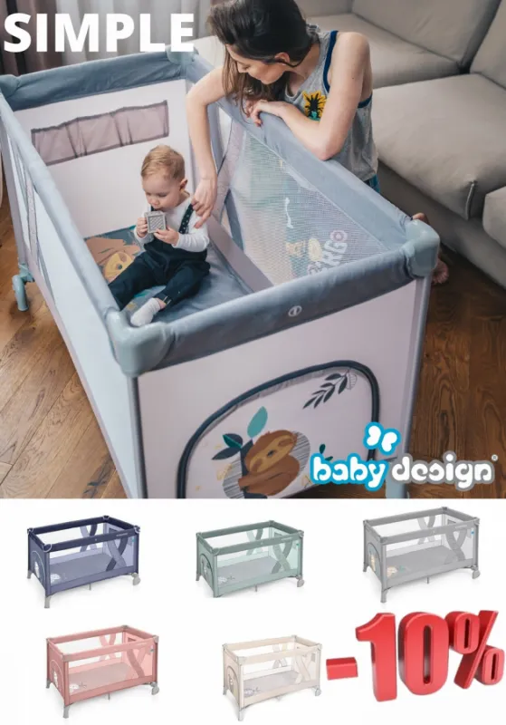 Cestovná postieľka Baby Design SIMPLE, rôzne farby