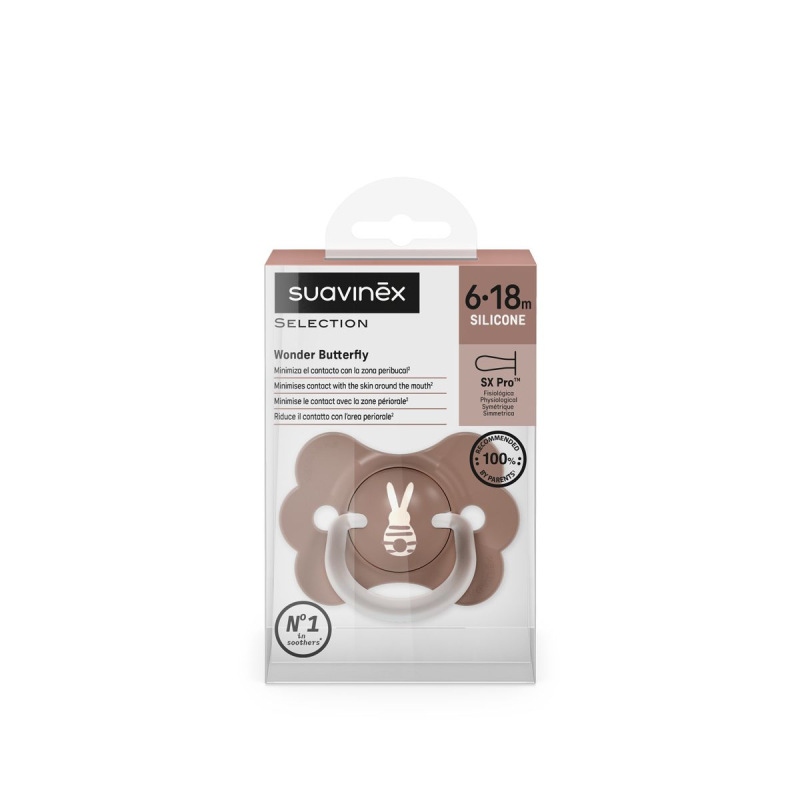 SUAVINEX | Cumlík SX PRO fyziologický BUTTERFLY WONDERLAND NEW 6/18m - hnedý králik 4