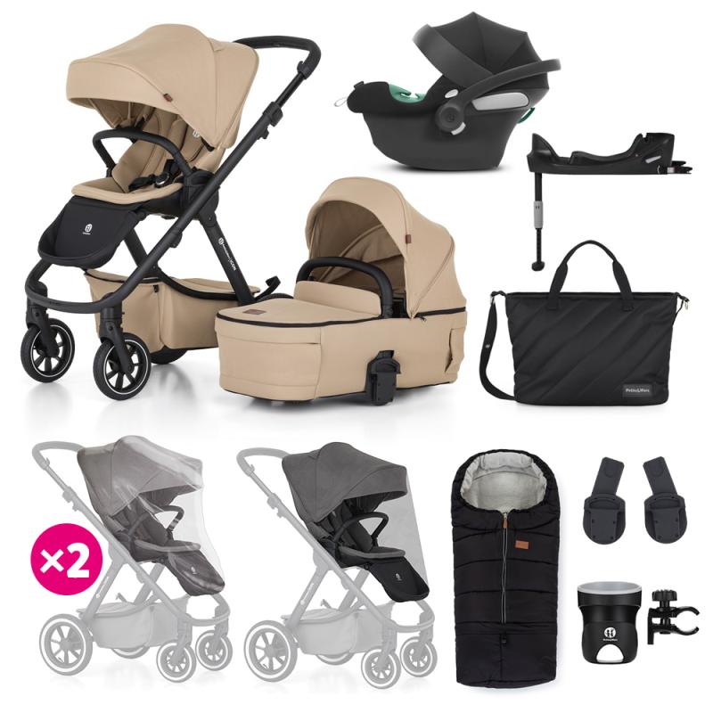 PETITE&MARS Kočík kombinovaný ICON 2v1 Mocha Beige XXL RWS + CYBEX Aton B2 i-Size + základňa