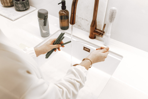 Silikonové brčko 4ks, Old Pink 8