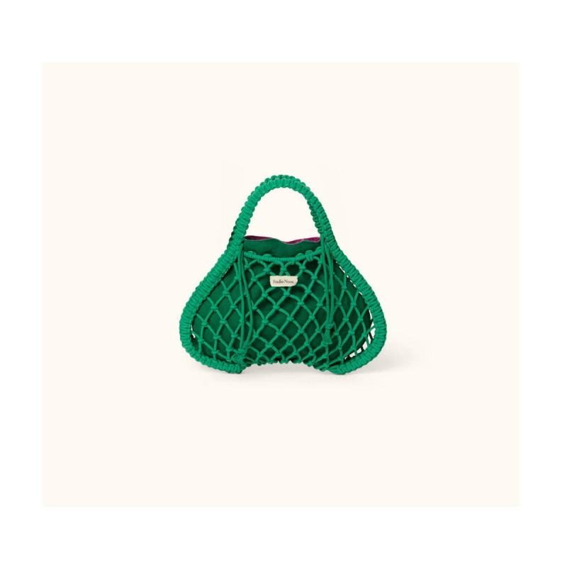 STUDIO NOOS - MACRAME MINI HAND BAG | síťka Green síťka & vnitřní taška Purple Green 1