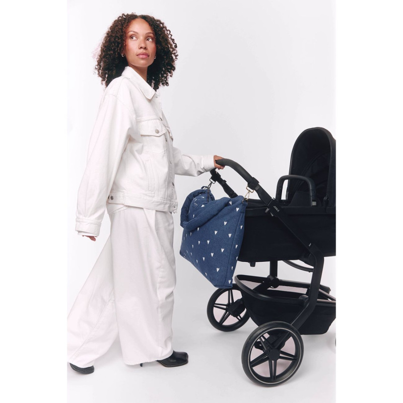 STUDIO NOOS - Denim DIAPER BAG - prebaľovacia taška | Hearts Dark Blue White Hearts 7