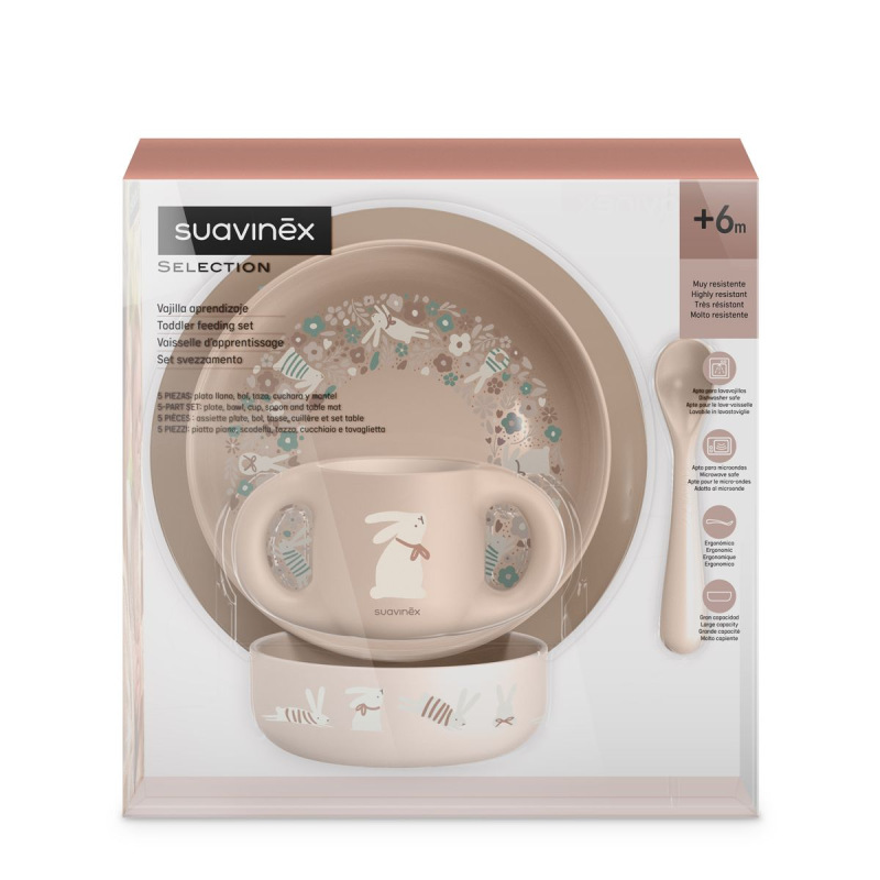 SUAVINEX | Jedálenský set WONDERLAND NEW +6 m - KRÉMOVÝ 3