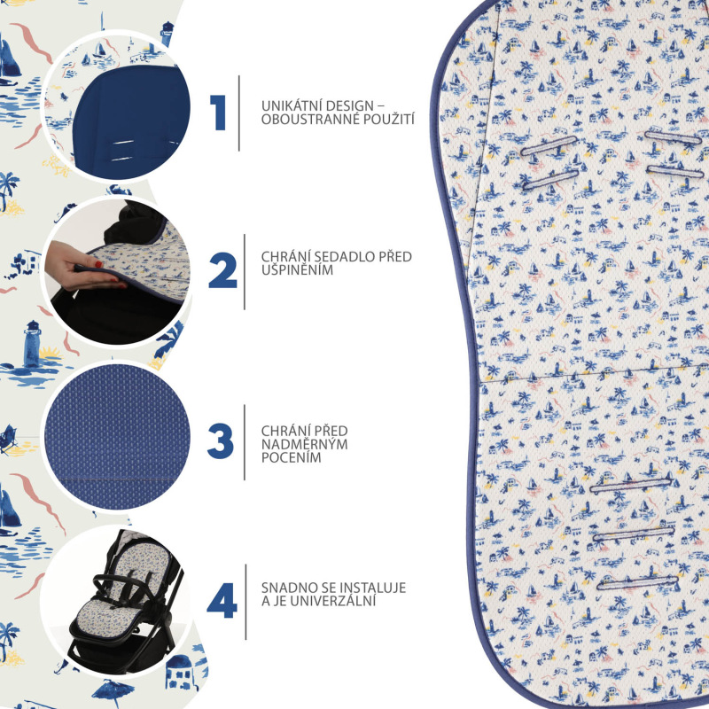 Priedušná podložka do kočíka Breeze, Sailor Blue 2