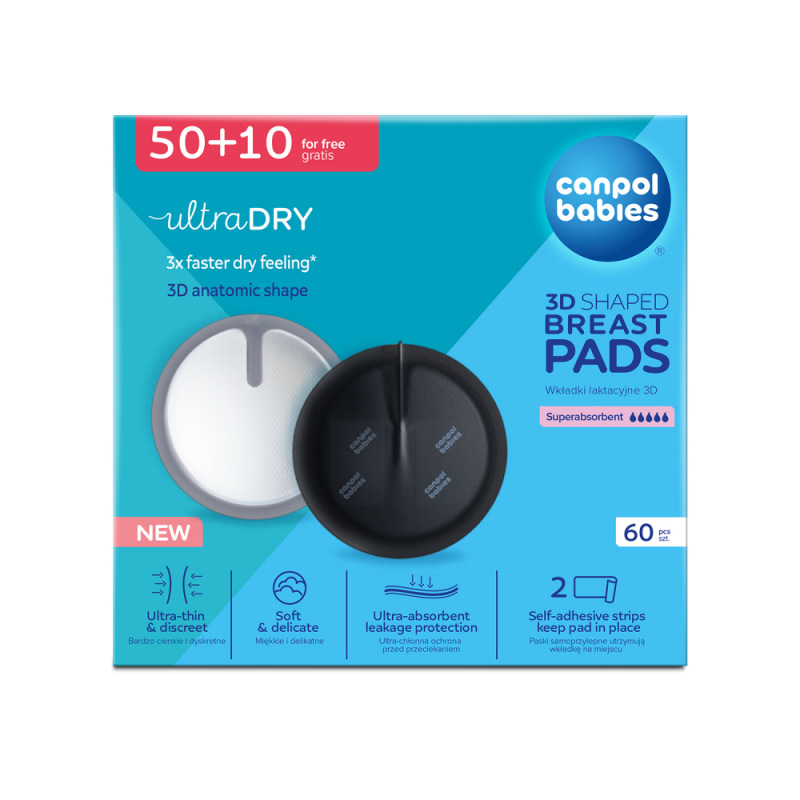 CANPOL BABIES Tvarované priedušné vložky do podprsenky 3D čierne 50+10ks