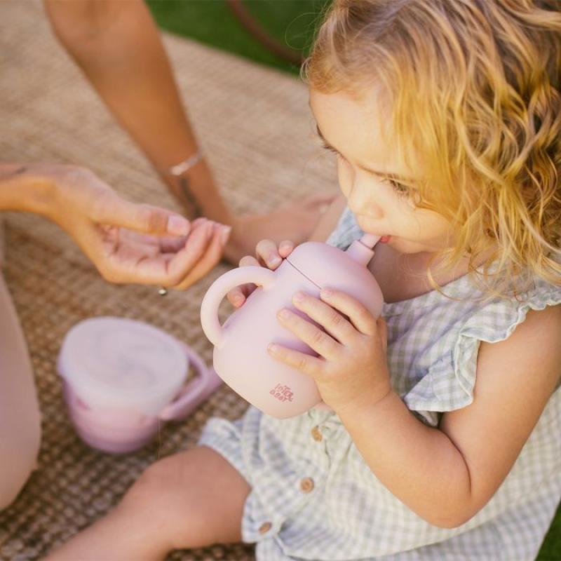 INTERBABY | Fľaštička so slamkou SILIKÓNOVÁ - růžová