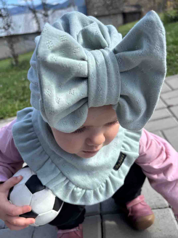 Detská čiapka / Turban s Mašľou, MOSS GREEN