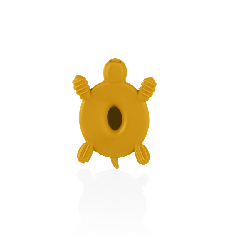 Silikónové drevené hryzátko Turtle, Mustard Yellow 6