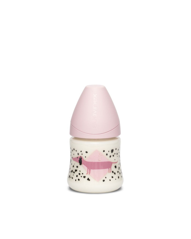 SUAVINEX | FĽAŠA Guľatý c. LATEX 150 ml - RUŽOVÝ PSÍK 1
