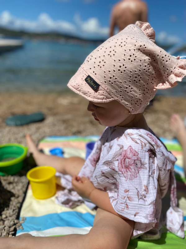 Detské Pončo MUŠELÍN s kapucňou a uškami RUŽOVÝ ZAJKO 3