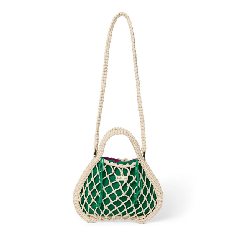 STUDIO NOOS - MACRAME MINI HAND BAG | Natural síťka & Purple Green 2