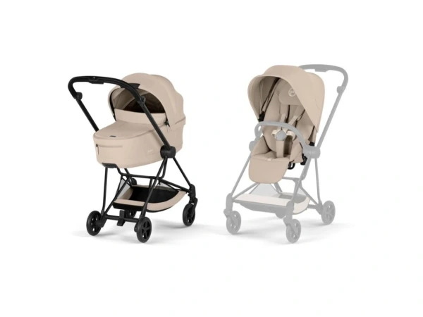 Cybex MIOS Comfort rám Matt Black skladacia vanička - Cozy Beige