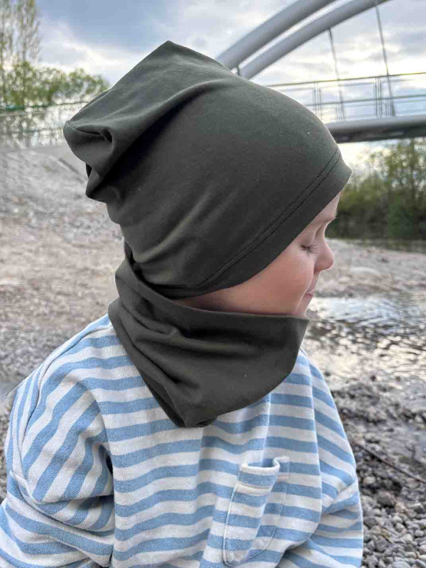 Detský nákrčník bavlna - ARMY GREEN