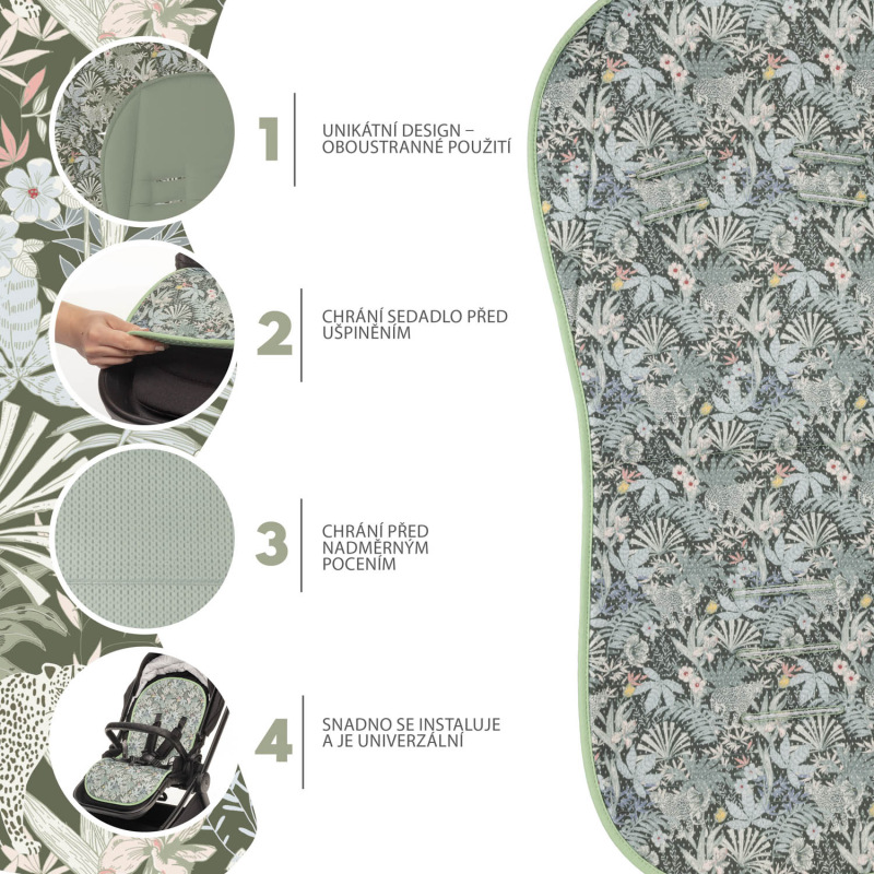 Priedušná podložka do kočíka Breeze, Madagaskar Green 2