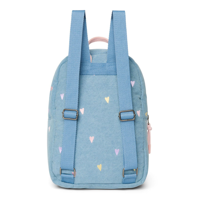 STUDIO NOOS - Denim Midi BACKPACK - batôžtek s predným vreckom | Hearts Light Blue Hearts 3