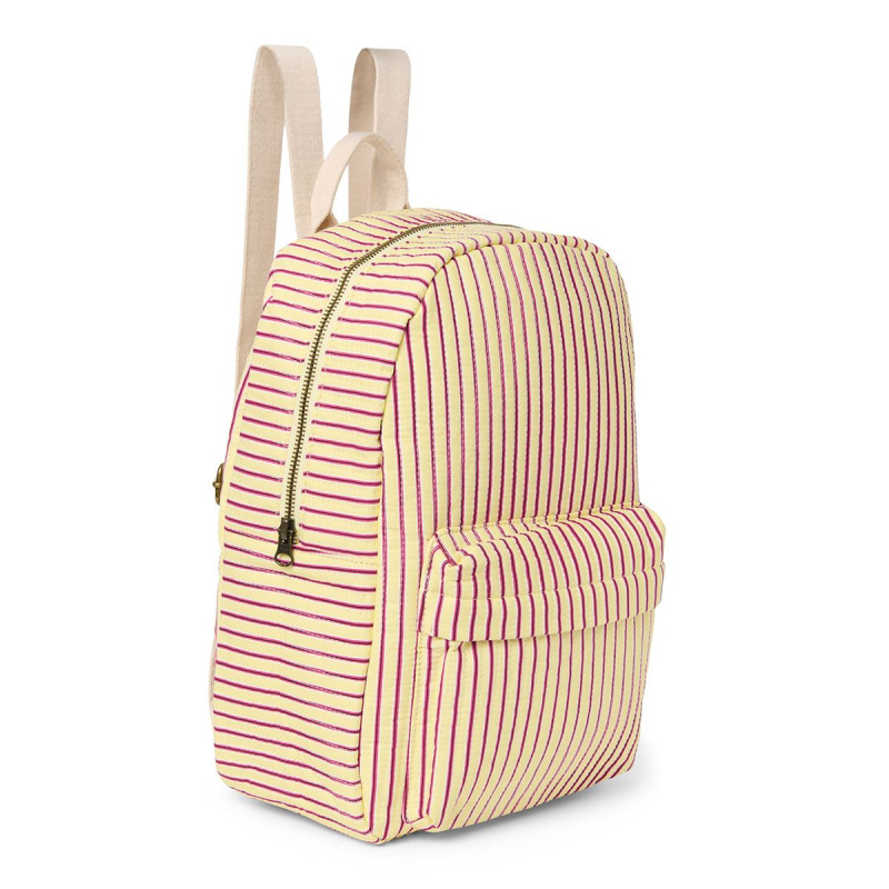 STUDIO NOOS - Poplin Midi BACKPACK - batůžek - přední kapsa | Butter Yellow Stripped 2