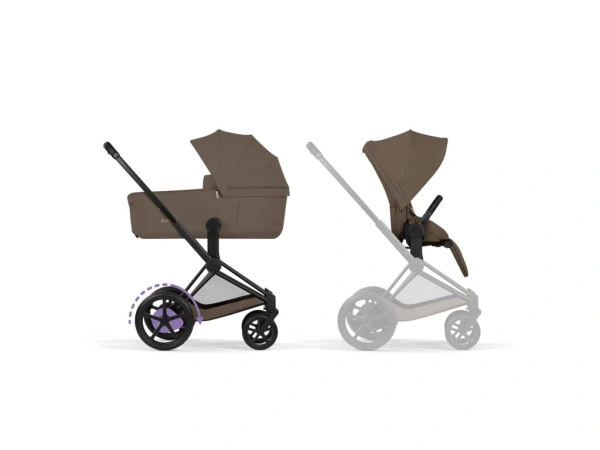 Cybex e-Priam Comfort 2026 rám Matt Black - Coconut Brown 1