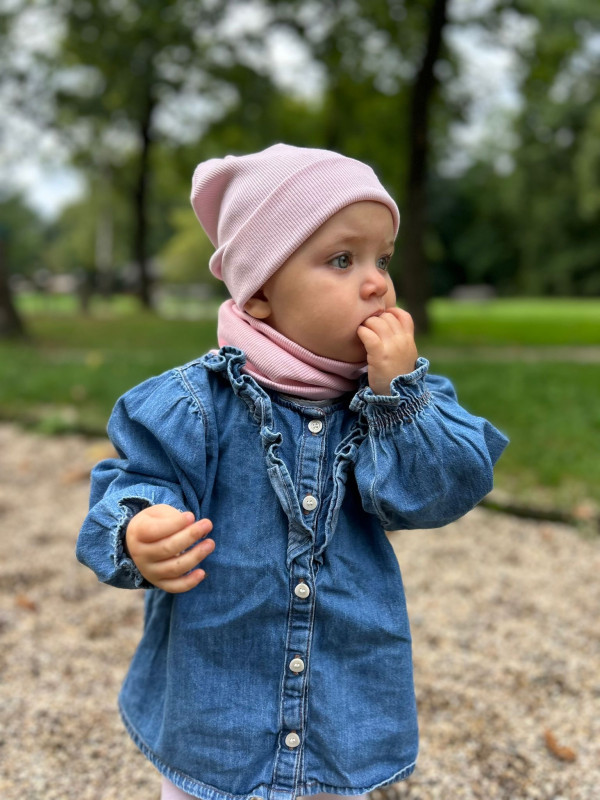Detský nákrčník rebrovaná bavlna - BABY PINK 2