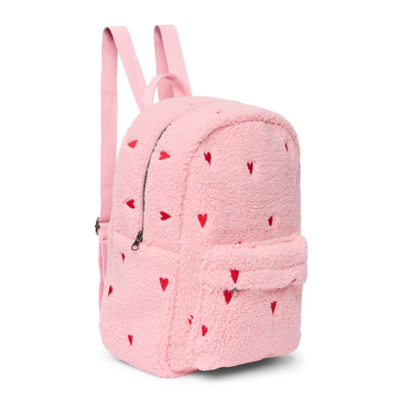 STUDIO NOOS - Teddy Midi BACKPACK - batôžtek s predným vreckom | Light Pink Hearts 1