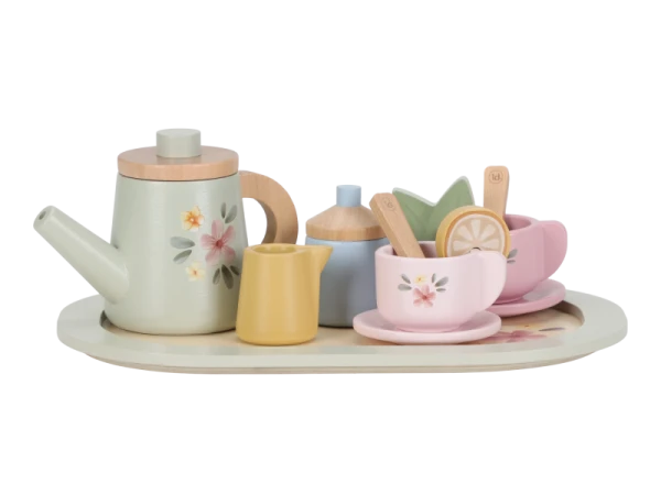 Čajový set drevený s kvetinovou potlačou 2