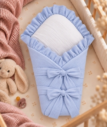 Detská zavinovačka vystužená, Mušelín BABY BLUE