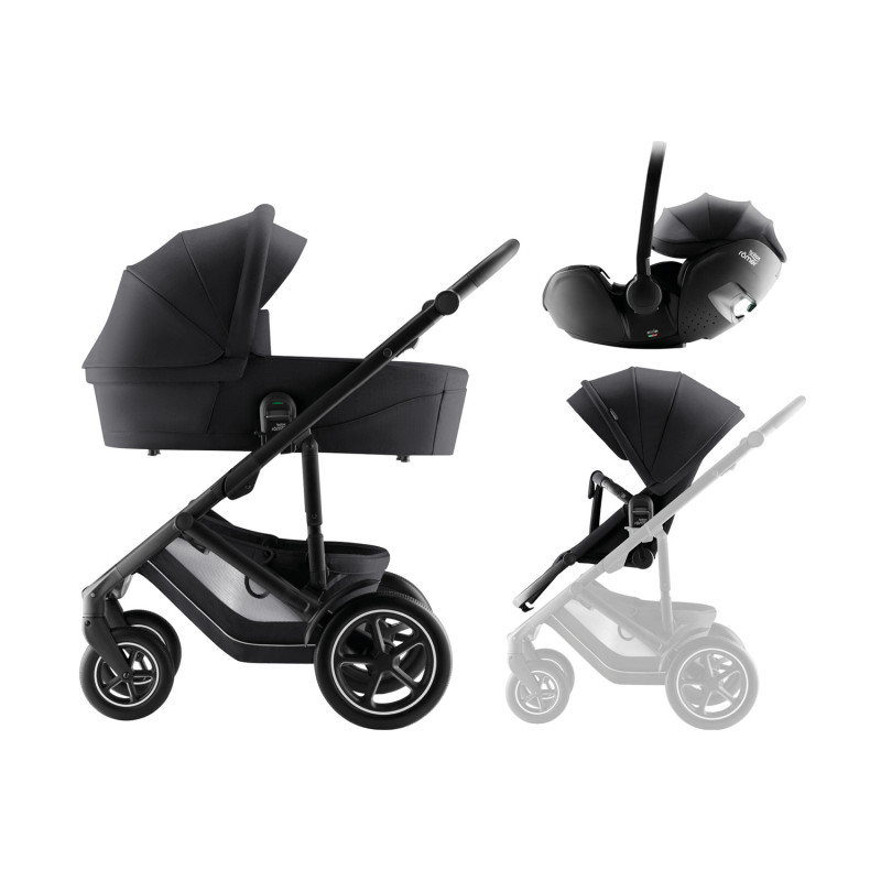 Sada kočíka Smile 5Z + hlboká vanička + autosedačka Baby-Safe PRO Style, Carbon Black