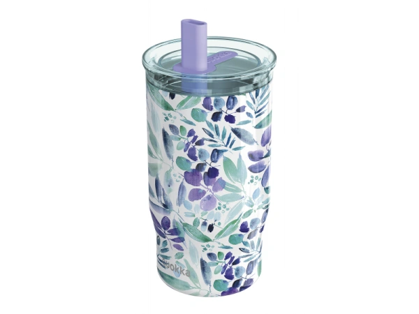 Nerezový termohrnček so slamkou Mist Violet Blooms 720 ml