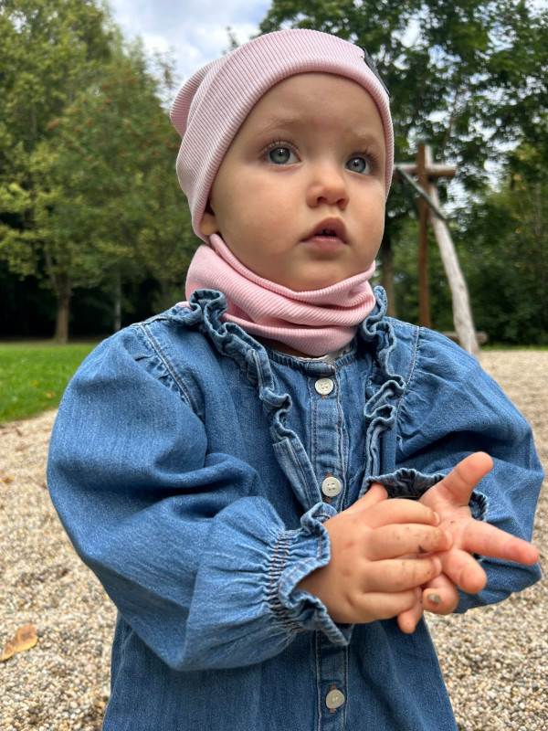Detský nákrčník rebrovaná bavlna - BABY PINK 3