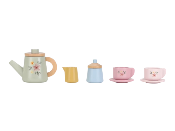 Čajový set drevený s kvetinovou potlačou 6