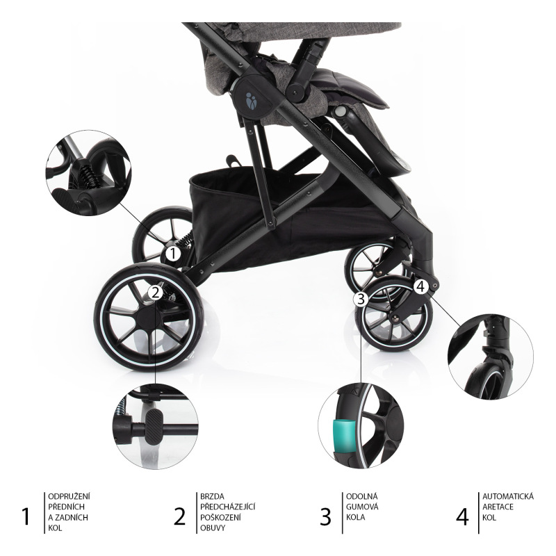 Set kočík Quest+ korba+ adaptéry+ autosedačka+ báza, Tornado Grey/Black 2