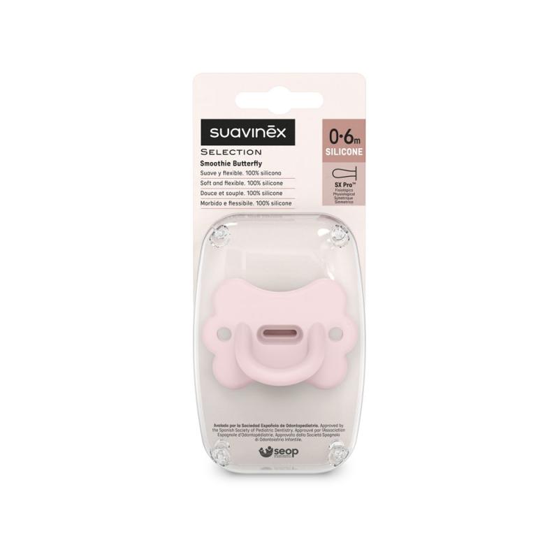 SUAVINEX | CUMLÍK fyziologický BUTTERFLY SILIKON 0-6m SX PRO - COLOUR ESSENCE - ružové 3