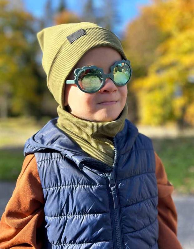 Detský nákrčník rebrovaná bavlna - OLIVOVÁ 2