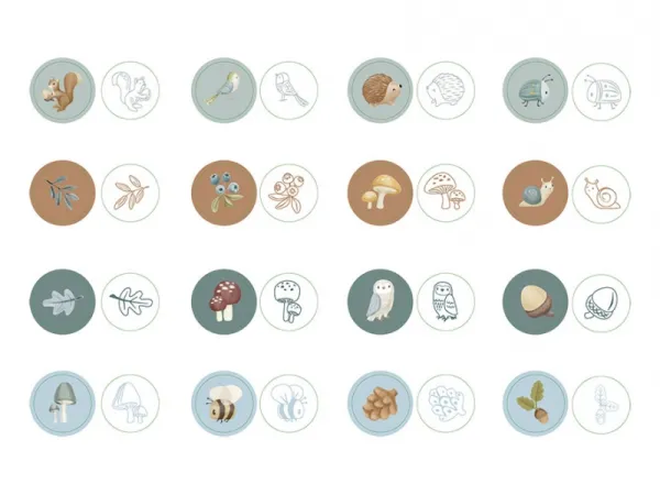 Pečiatky samofarbiace 16 ks Forest Friends 2