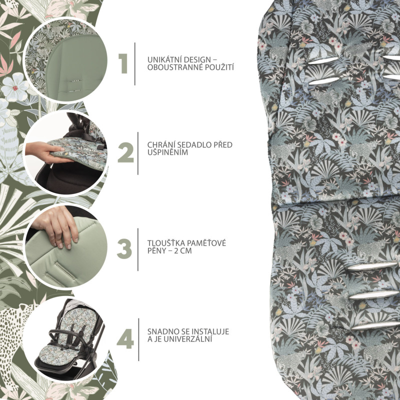 Podložka do kočíka z pamäťovej peny Comfort, Madagaskar Green 2