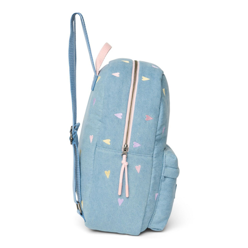 STUDIO NOOS - Denim Midi BACKPACK - batôžtek s predným vreckom | Hearts Light Blue Hearts 2
