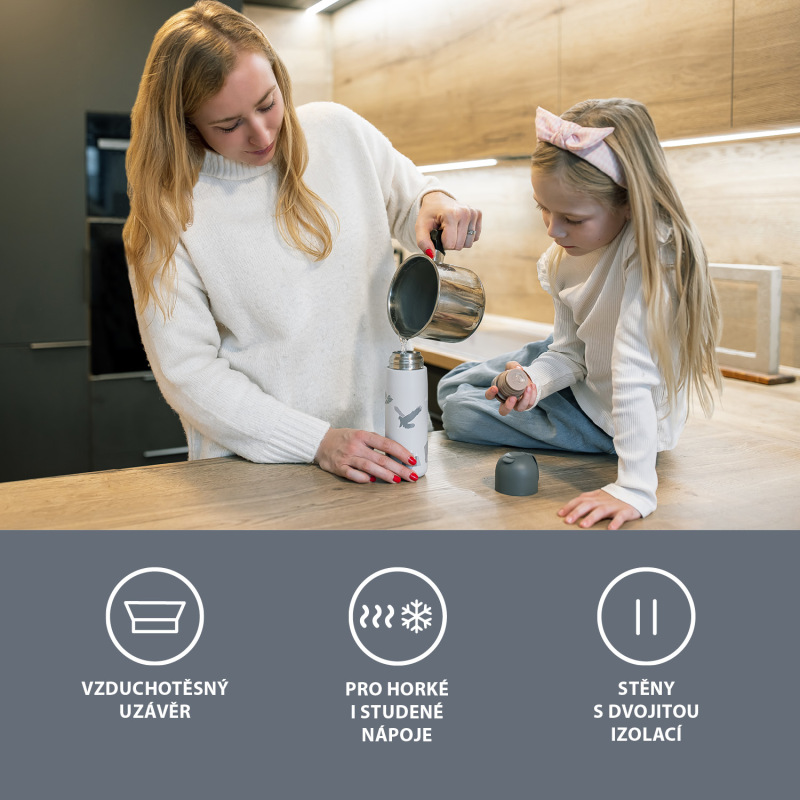 Termoska na tekutiny se silikonovým držákem 400 ml, Flowers 1