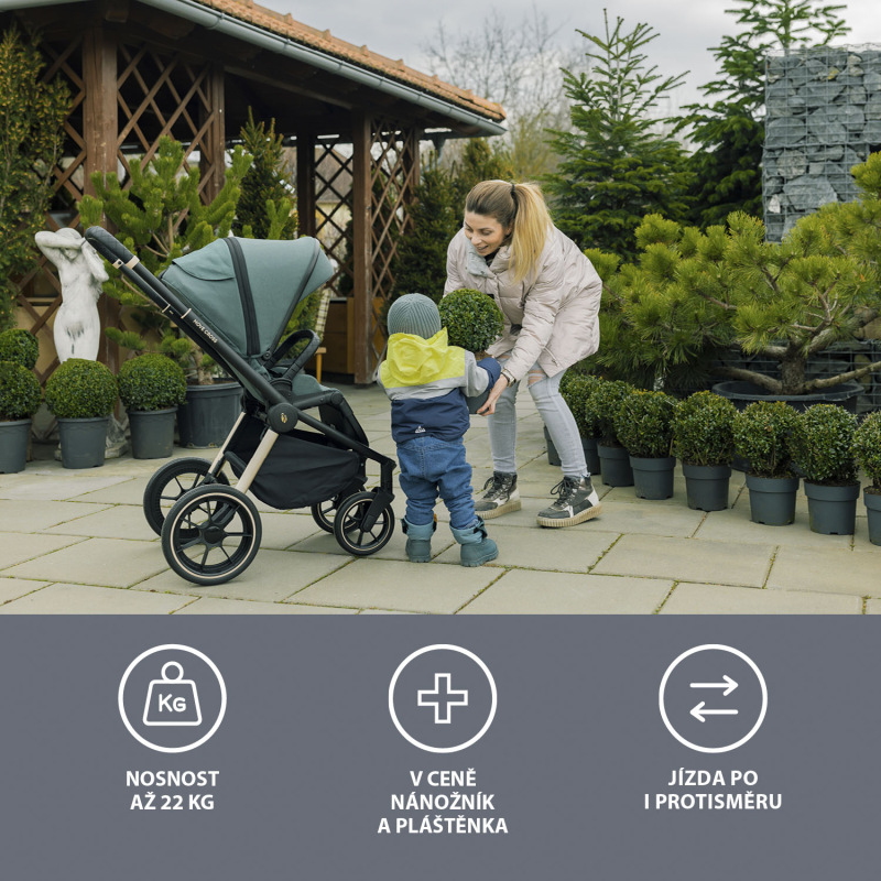 Zopa MOVE Cross 2 kočík + XL hl. korba zdarma, Antique Green/Black 3