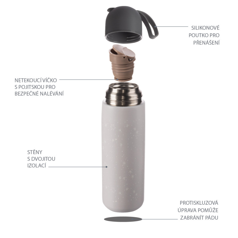 Termoska na tekutiny se silikonovým držákem 400 ml, Cookie beige 3