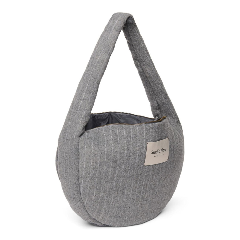 STUDIO NOOS - Flannel Chalkstripe Cross Body bag | Light Grey 1